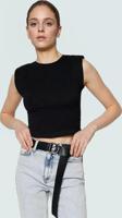 Fitted Vücut Oturan Kolsuz Örme Bluz Bisiklet Yaka Tasarım Premium Kalite Trend