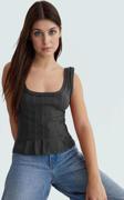 Fitted Havuz Yaka Crop Bluz 100 Pamuk Kaşkorse Örme Günlük Stil Dayanıklı Malzeme Premium Kalite