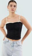 Fitted Bluz Büzgü Detaylı Poliamid Kumaş Yazlık Crop Dayanıklı Malzeme Rahat Ve Şık