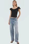 Kolsuz Fitted Örme Bluz Havuz Yaka Crop Boy Polyester Günlük Kullanım İçin Özel Tasarım