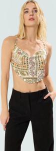 Çok Polyester Crop Bluz Degaje Yaka İnce Askılı Yazlık Tasarım Modern Stil