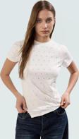 Asimetrik Taşlı T shirt Pamuklu Fitted Yazlık Dayanıklı Malzeme Modern Stil Özenle Seçilmiş