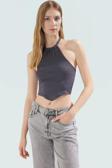 Yazlık Kadın Viskoz Bluz Halter Yaka Crop Fitted Kalıp Dayanıklı Malzeme Yüksek Kalite