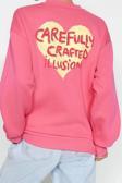 Oversize Bisiklet Yaka Düşük Kol Uzun Kalın Polarlı  Sırt Kabartma Baskılı Örme Sweatshirt