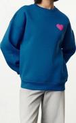 Oversize Bisiklet Yaka Düşük Kol Uzun Kalın Polarlı  Sırt Kabartma Baskılı Örme Sweatshirt