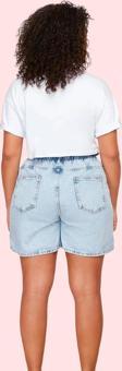 Kadın Pamuklu Denim Şort Beli Lastikli Geniş Paça Yazlık Günlük Kullanım Dayanıklı Malzeme