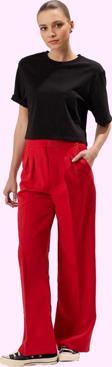 Kadın Regular Pantolon Finike Dokuma Kumaş Casual Stil Rahat Kesim Yaz Aylarının Vazgeçilmezi