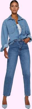 Kadın Pamuk Mom Jean Denim Pantolon Yüksek Bel Regular Boy Günlük Kullanım Kaliteli Malzeme
