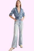 Kadın Pamuklu Denim Geniş Paça Pantolon Günlük Kullanım için Hafta Sonu Yaz Aylarının Vazgeçilmezi