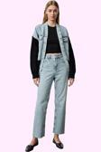 Kadın Pamuk Denim Straight Jean Pantolon Yüksek Bel Günlük Casual Yaz Aylarının Vazgeçilmezi