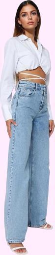 Kadın Pamuk Denim Wide Leg Jean Yüksek Bel Rahat Günlük Stil Hafta Sonu Yaz Aylarının Vazgeçilmezi