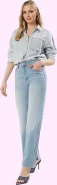 Kadın Denim Yüksek Bel Geniş Paça Pantolon Rahat Kesim Günlük Kullanım Yaz Aylarının Vazgeçilmezi