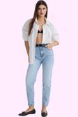Kadın Denim Mom Jean Pantolon Yüksek Bel Düz Desen Günlük Stil Hafta Sonu Kaliteli Malzeme