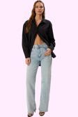 Kadın Pamuk Denim Geniş Paça Pantolon Rahat Günlük Stil Hafta Sonu Yaz Aylarının Vazgeçilmezi