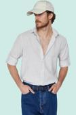 Erkek Casual Keten Karışımlı Çizgili Gömlek Regular Fit Yaka Uzun Kollu Yaz Aylarının Vazgeçilmezi