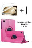 Samsung Galaxy Tab A9+ Plus 11 Inç Tablet Uyumlu 360 Döner Pu Deri Kılıf Seti Sm-x210