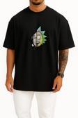 Oversize Albert Einstein Göğüs Tasarımlı Unisex T-Shirt
