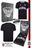 Beşiktaş Orijinal Lisanslı Nostalji Siyah Forma + Bileklik Set Hediyelik Ahşap Kutulu
