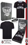 Beşiktaş Orijinal Lisanslı Nostalji Siyah Forma + Bileklik Set Hediyelik Ahşap Kutulu