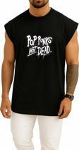 Oversize Pop Punks Not Dead Göğüs Tasarımlı Unisex Spor Atlet