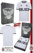 Beşiktaş Orijinal Lisanslı Nostalji Beyaz Bjk Forma + Bileklik Set Hediyelik Ahşap Kutulu