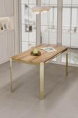 Nexa Metal Ayaklı 70x120 Sabit Ahşap Üst Kalite Mutfak Masası, Yemek Masası, Salon Masası