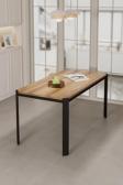 Nexa Metal Ayaklı 70x120 Sabit Ahşap Üst Kalite Mutfak Masası, Yemek Masası, Salon Masası