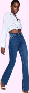 Kadın Yüksek Bel Uzun Boy Flare Jean Denim Günlük Kombinler Hafta Sonu Yaz Aylarının Vazgeçilmezi