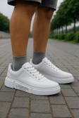 Günlük Erkek Spor Ayakkabı Bağcıklı Dikiş Detaylı Hafif Kalın Yüksek Taban Sneaker MC06