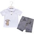 PİKE TSHIRT KOT ŞORT TAKIM BEYAZ