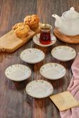 Cooker 6 Adet Desenli Porselen Çay Tabağı