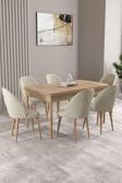 Milas Meşe Desen 80x132 Açılabilir Mdf Masa Yemek Odası Takımı, Mutfak Takımı 6 Adet Sandalye
