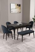 Milas Siyah Mermer Desen 80x132 Açılabilir Mdf Masa Yemek Odası Takımı,Mutfak Takımı 4 Sandalye, 1 B