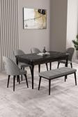 Milas Siyah Mermer Desen 80x132 Açılabilir Mdf Masa Yemek Odası Takımı,Mutfak Takımı 4 Sandalye, 1 B
