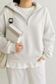 Ghassy Co. Kadın Pamuklu Oversize Silver Yarım Fermuarlı Sweatshirt