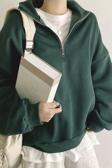 Ghassy Co. Kadın Pamuklu Oversize Silver Yarım Fermuarlı Sweatshirt