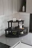 Tezgah Üstü 3 Katlı Oval Köşe Dekoratif Raf Siyah