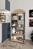 Coffee Time Dekoratif Kahve Standı Çok Amaçlı Dolap Meşe
