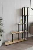 Escaleras Dekoratif Raflı Lambader Meşe