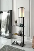 Estilo Dekoratif Raflı Lambader Siyah