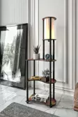 Estilo Dekoratif Raflı Lambader Ceviz