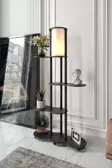 Travers Raflı Lambader Siyah