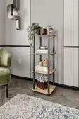 4 Katlı Dekoratif Kare Kitaplık Meşe