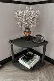 2 Katlı Dekoratif Köşe Kitaplık Siyah