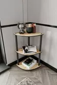 3 Katlı Dekoratif Köşe Kitaplık Meşe