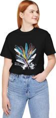 Unisex Kadın Bisiklet Yaka Baskılı T-Shirt - Siyah