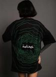Kadın Bisiklet Yakalı Sırt Baskılı Oversize T-Shirt - Siyah
