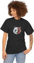 Unisex Kadın Bisiklet Yaka Baskılı T-Shirt - Siyah