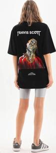 Unisex Baskılı Oversize T-Shirt - Siyah