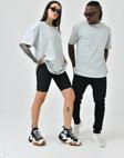 Unisex Basic Bisiklet Yaka Oversize T-Shirt - Boyalı Gri